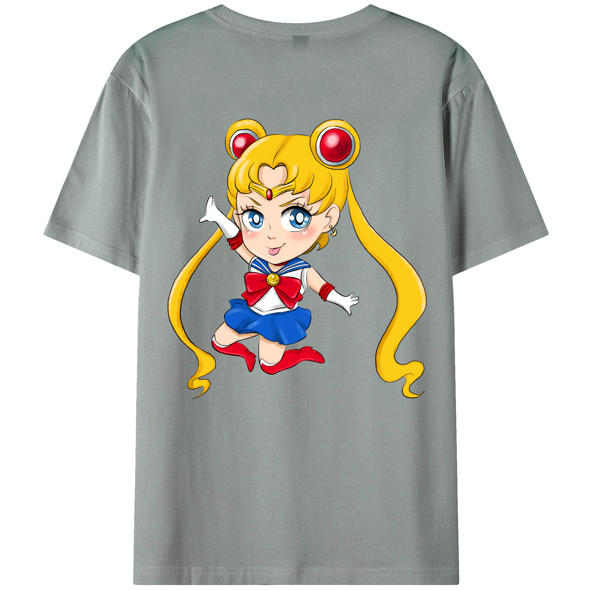 （画像用） 美少女戦士セーラームーン 月野 うさぎ つきの うさぎ Sailor Moon Tsukino Usagi 綿100％ メンズ半袖Tシャツ（バックプリント） 通気性